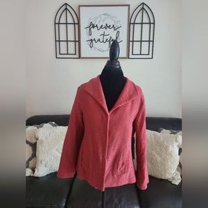 Eileen‎ Fisher Red Long Sleeve Wool Blend Button-Up Jacket Size M Classic